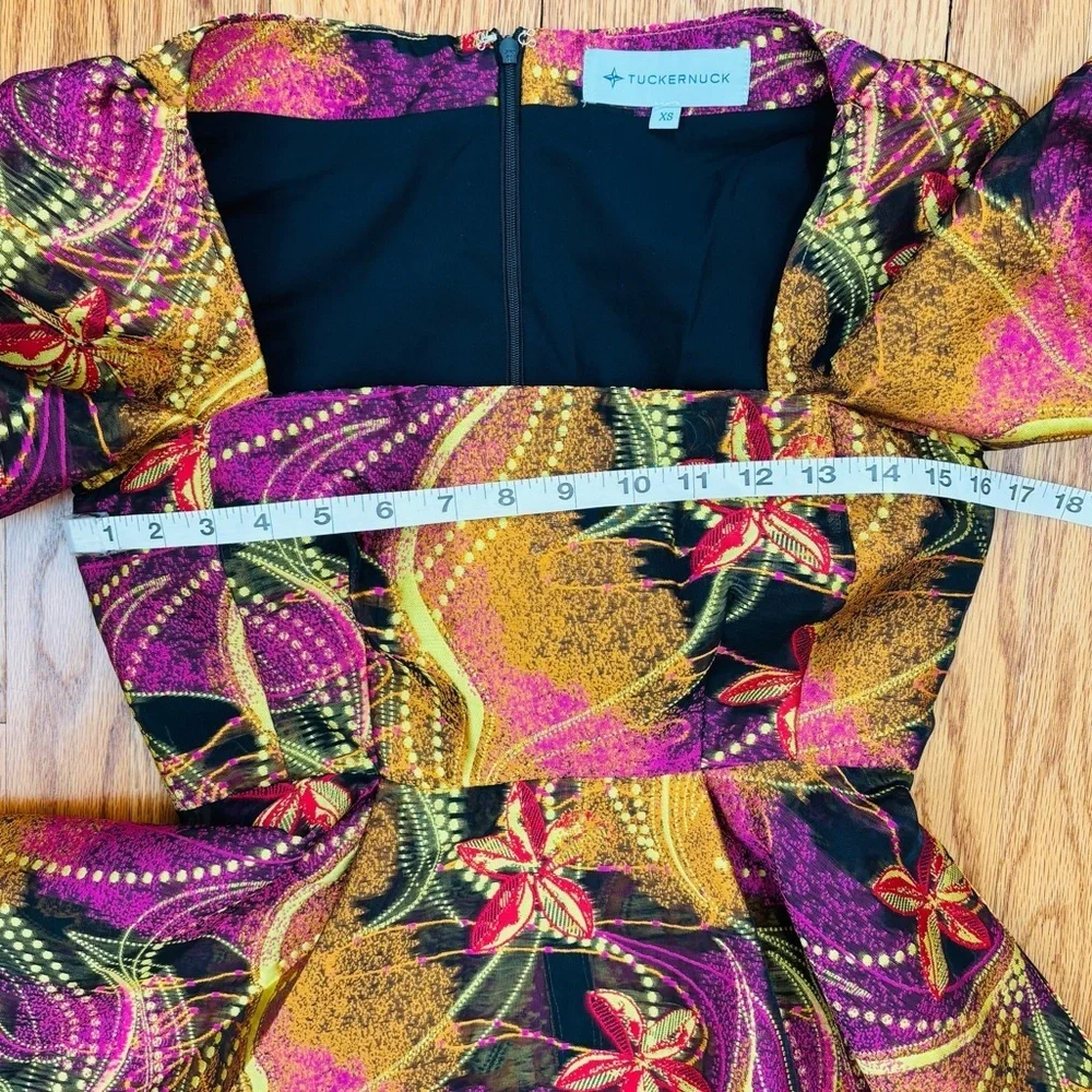 Tuckernuck babydoll square neck Puff short sleeves magenoto purple ankara blouse